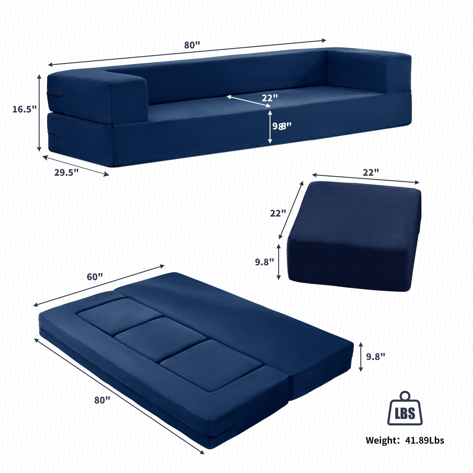iJuicy Convertible Floor Sofa Bed - 9.8