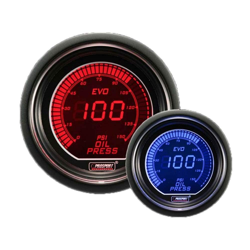 Prosport 216EVOEOP.PSI Digital Oil Pressure Gauge with Premium Sender - Accurate Electric Display for Car, Truck & Motorcycle Engine Monitoring