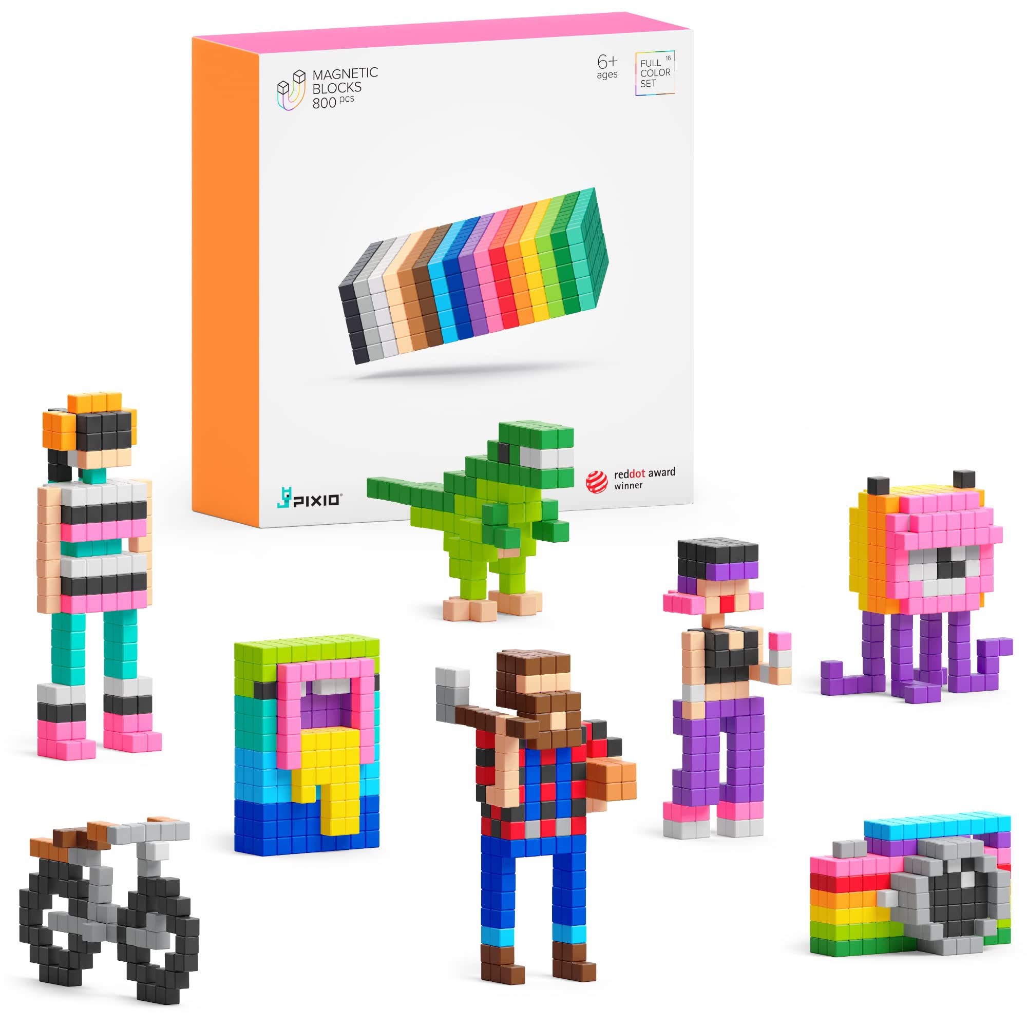 PIXIO-800 Magnetic Building Blocks Set - Creative Pixel Art Construction Toys for Kids & Adults - STEM Educational Toys - Office Desk Display & Stress Relief - Perfect Gift for Geeks & Collectors - Fun for Home, School & Workplace