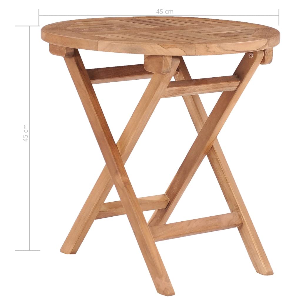 Premium VidaXL Folding Patio Table – Solid Teak Wood Round Outdoor Dining Table – Weatherproof & Space-Saving Garden Furniture – Smooth Sanded Finish – Natural Wood Look – Perfect for Backyard BBQs, Poolside Gatherings & Small Balconies