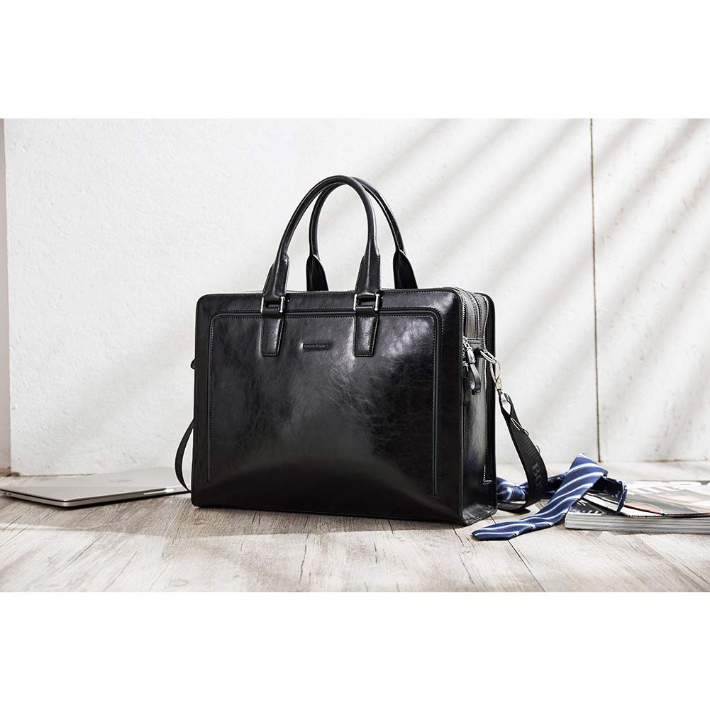 BOSTANTEN Genuine Leather Women's Briefcase Tote Bag - Vintage Business Handbag with 15.6