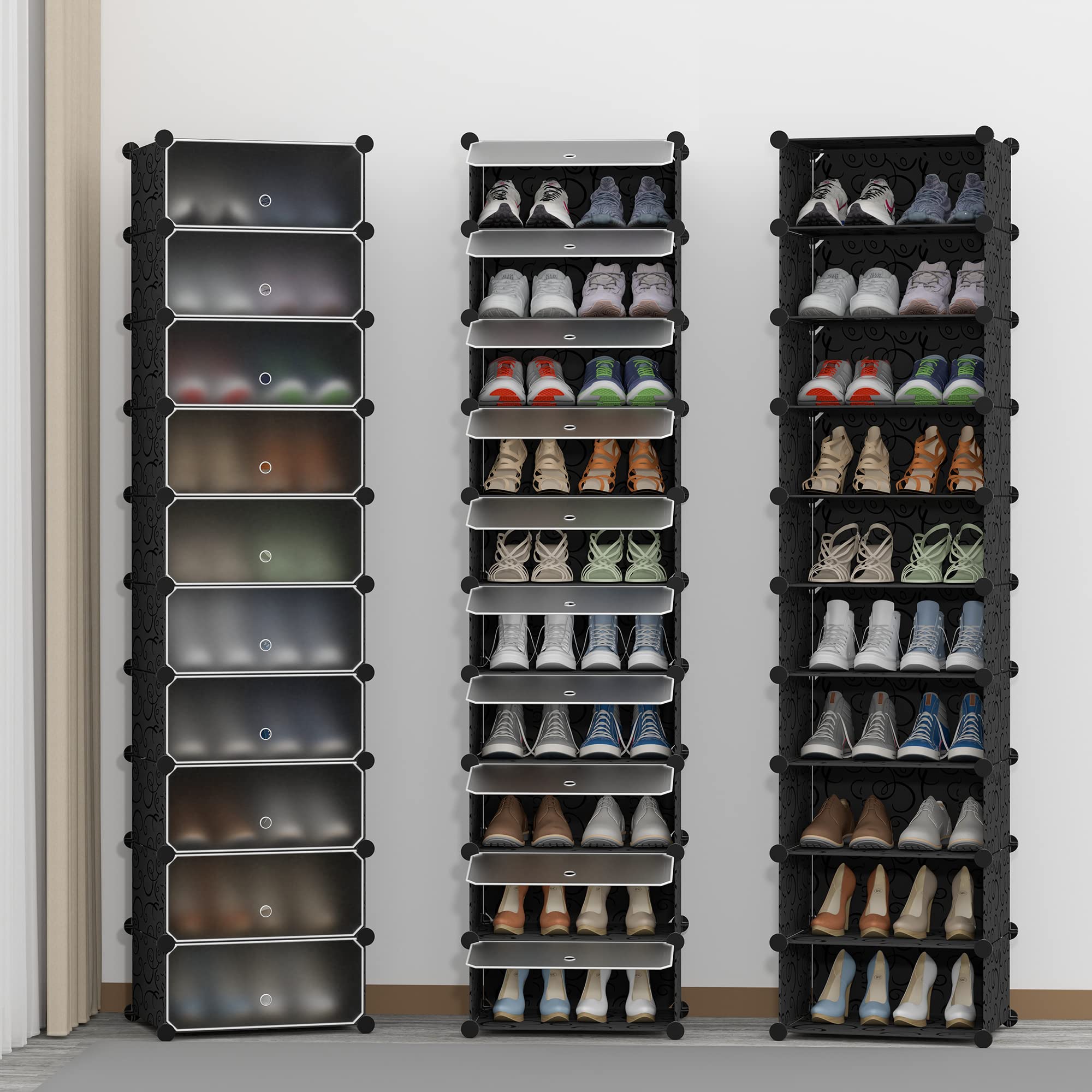 HOMIDEC 10-Tier Shoe Rack Organizer - Space Saving Narrow Shoe Storage Cabinet for 20 Pairs - Perfect for Closet, Entryway, Bedroom & Hallway Organization - Ideal for Small Spaces & Apartment Living
