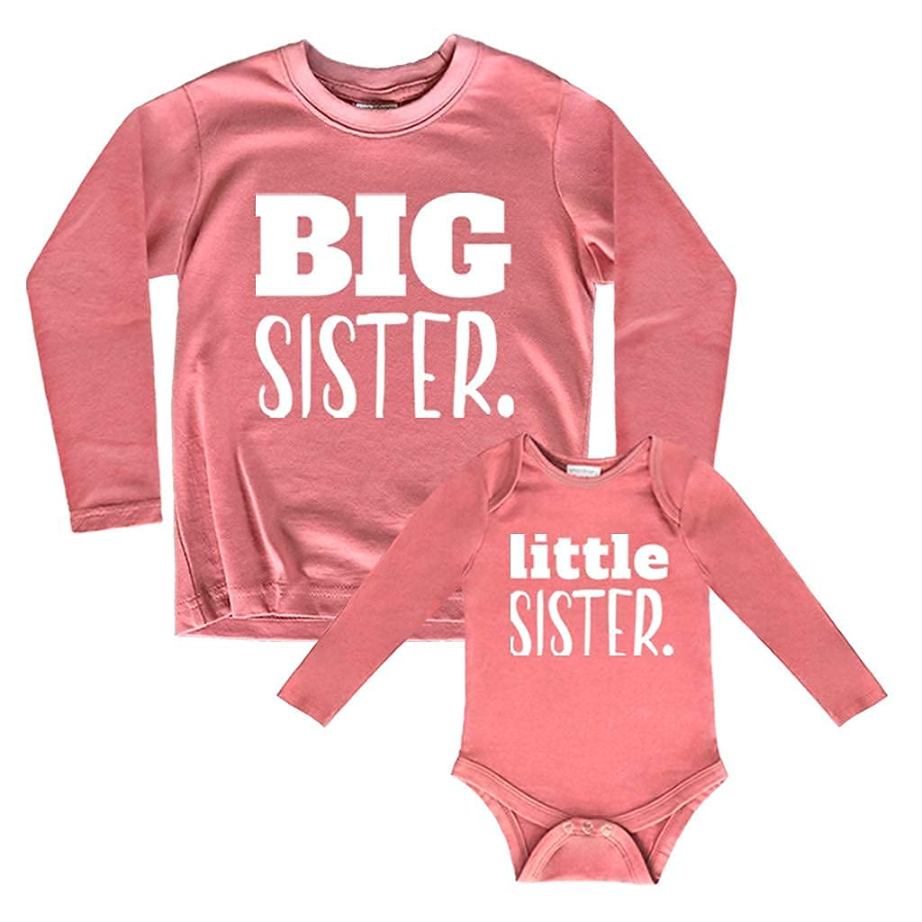 Big Sister Little Sister Matching Outfits - Cute Shirt Gift Set for Girls & Newborn Baby - Perfect for Sibling Photos, Family Events & Special Occasions