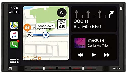 Dual Electronics DCPA701 7-Inch Single-DIN Car Stereo with Bluetooth, Android Auto, Wired Mirroring, Built-in Gravity Magnet Phone Holder & Backup Camera - Perfect for Hands-Free Calling, Music Streaming & Safe Driving in Your Vehicle