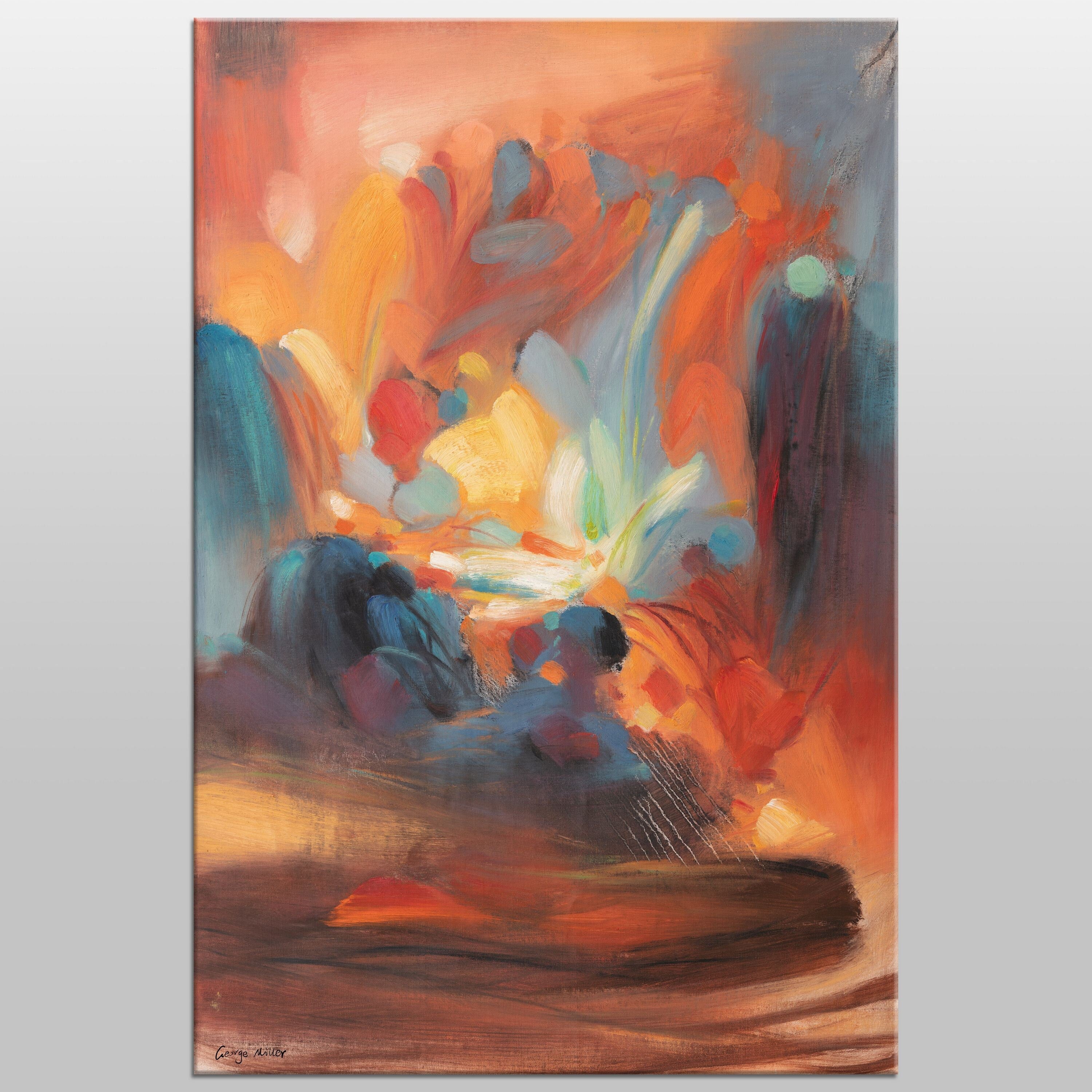 Abstract Painting Wall Art - Large Contemporary Canvas Artwork - Original Handmade Rustic Decor for Living Room, Bedroom & Office