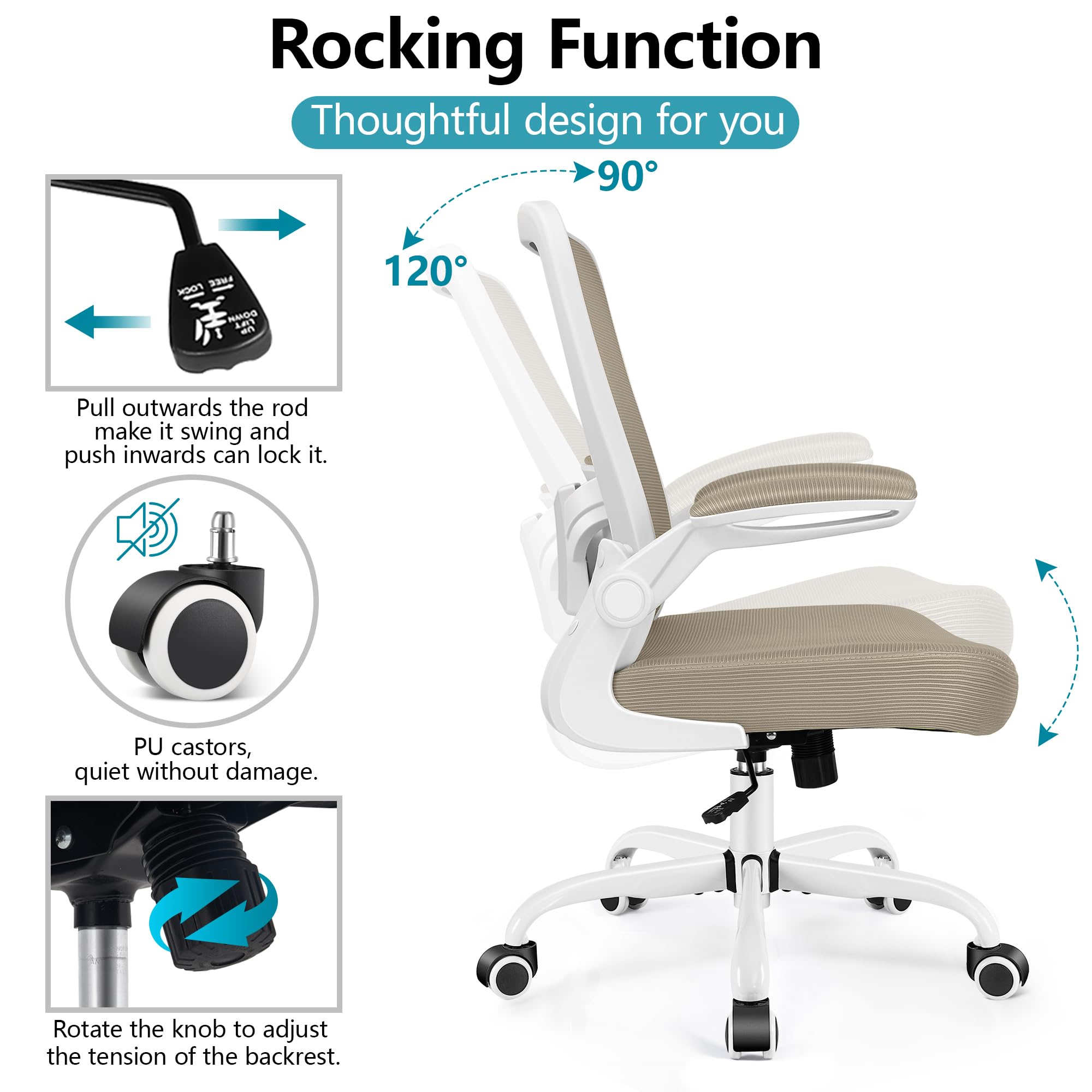 FelixKing Ergonomic Office Chair - Adjustable High Back Mesh Desk Chair with Lumbar Support & Flip-Up Armrests - Comfortable Rolling Swivel Computer Task Chair for Home Office, Gaming, and Workspace