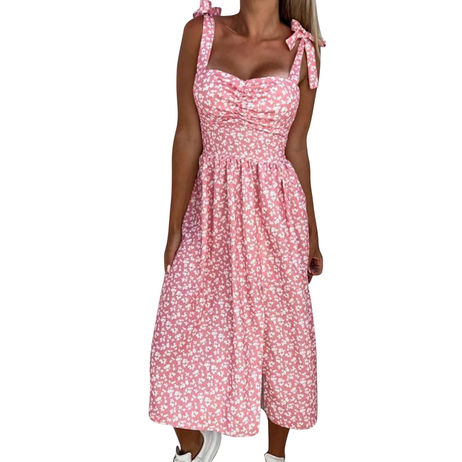 Boho Floral Print Women's Summer Dress - Sexy Sleeveless Sundress for Casual Wear, Beach Party & Evening Outings | Lightweight Tunic Dress for Vacation & Date Night