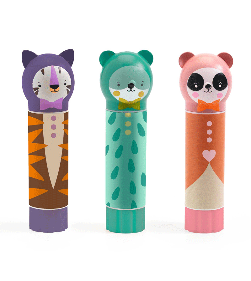 Non-Toxic Washable Animal Glue Sticks for Kids by Djeco - Perfect for School Projects, Arts & Crafts, and DIY Scrapbooking