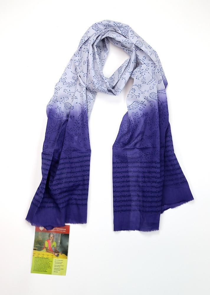100% Cotton Fair Trade Dip Dye Scarf - Soft & Stylish Handmade Fashion Accessory for Women - Perfect for Boho Outfits, Winter Layering & Gift Giving