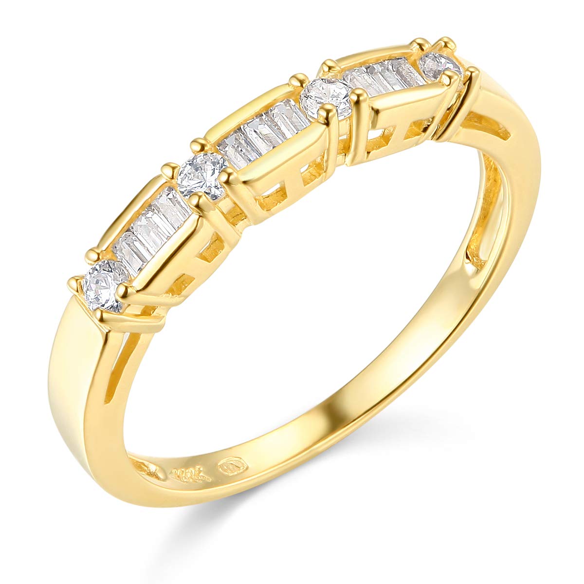 14K Yellow Gold Solid Wedding Engagement Ring and Wedding Band 2-Piece Set - Size 7.5 - Perfect for Proposals, Anniversaries, and Bridal Jewelry Gifts