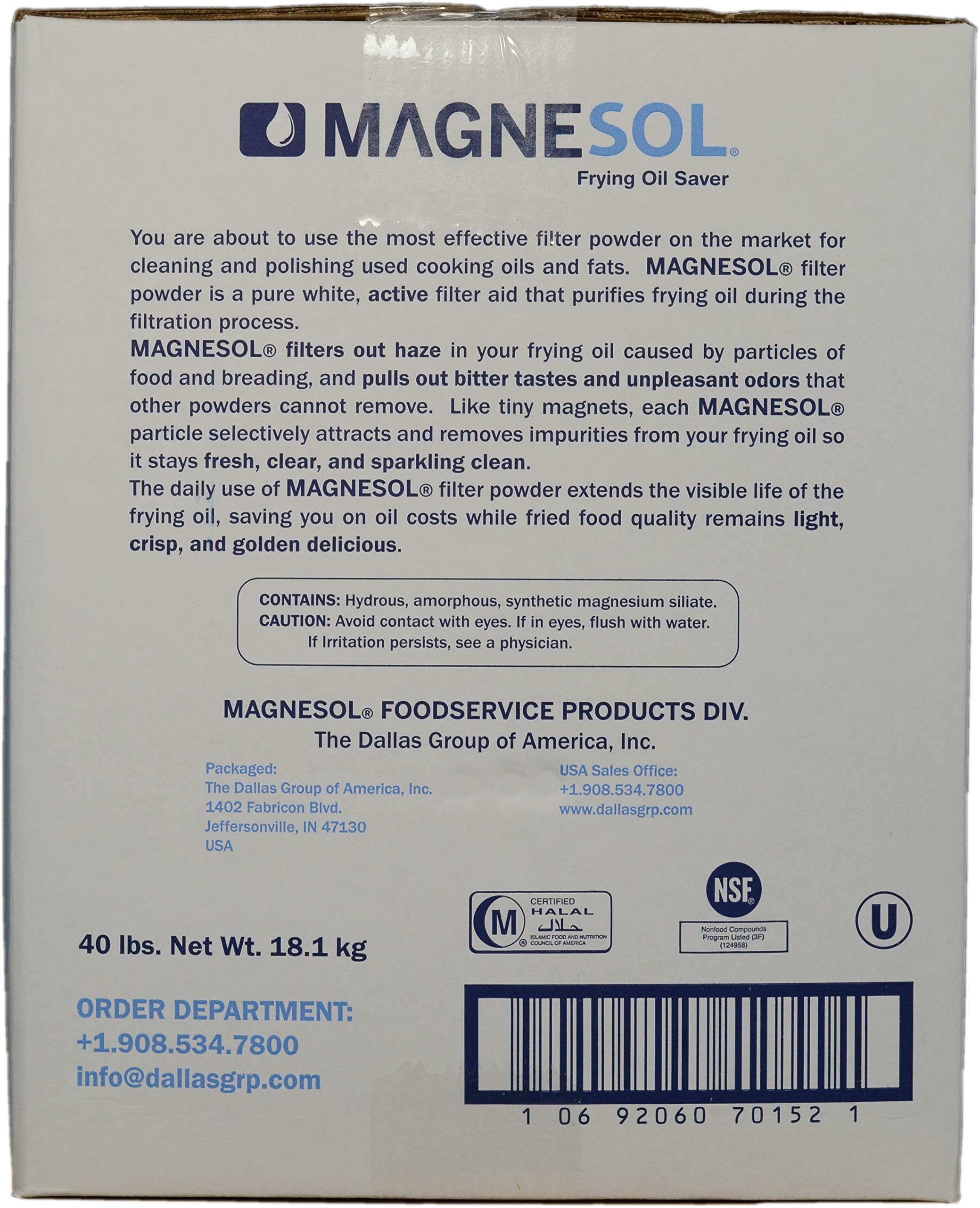 Dallas Group Fryer Filter Powder (40lb) - Extend Deep Fryer Oil Life & Save Oil with FryPowder Filtration System | Ideal for Restaurants, Fast Food & Commercial Kitchens