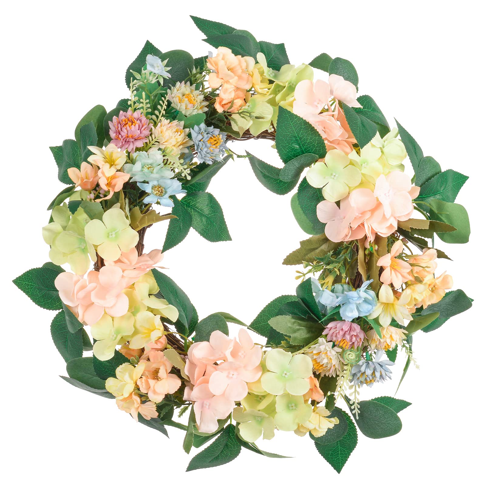 18 Inch Spring Wreath for Front Door - Artificial Hydrangea Floral Wreath for Farmhouse, Summer Home Decor - Perfect for Indoor Wedding, Party, Wall & Window Decoration