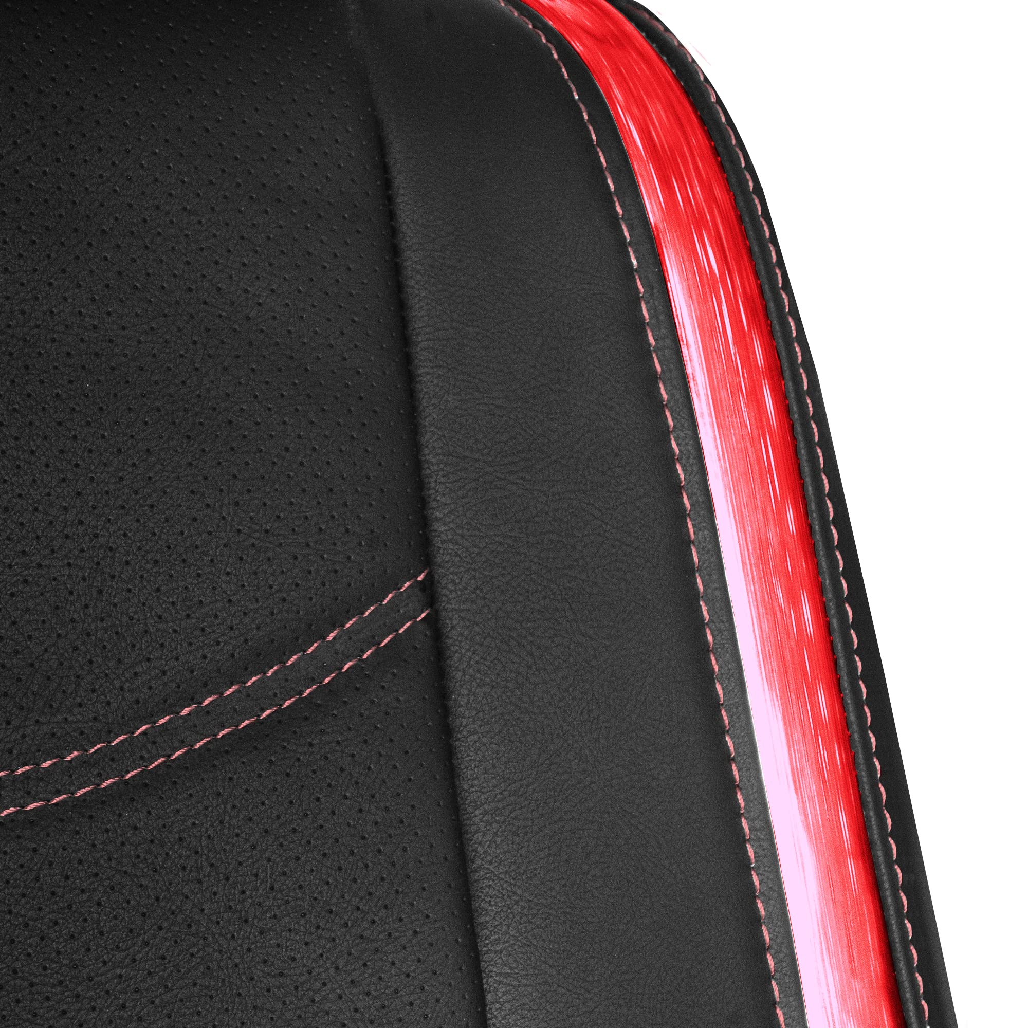 Premium TLH Automotive Red Leatherette Car Seat Covers - Universal Fit for Cars, Trucks, SUVs & Vans | Anti-Slip Protection with Built-in Pockets | Metallic Striped Galaxy13 Design | Perfect for Road Trips, Daily Commutes & Vehicle Protection