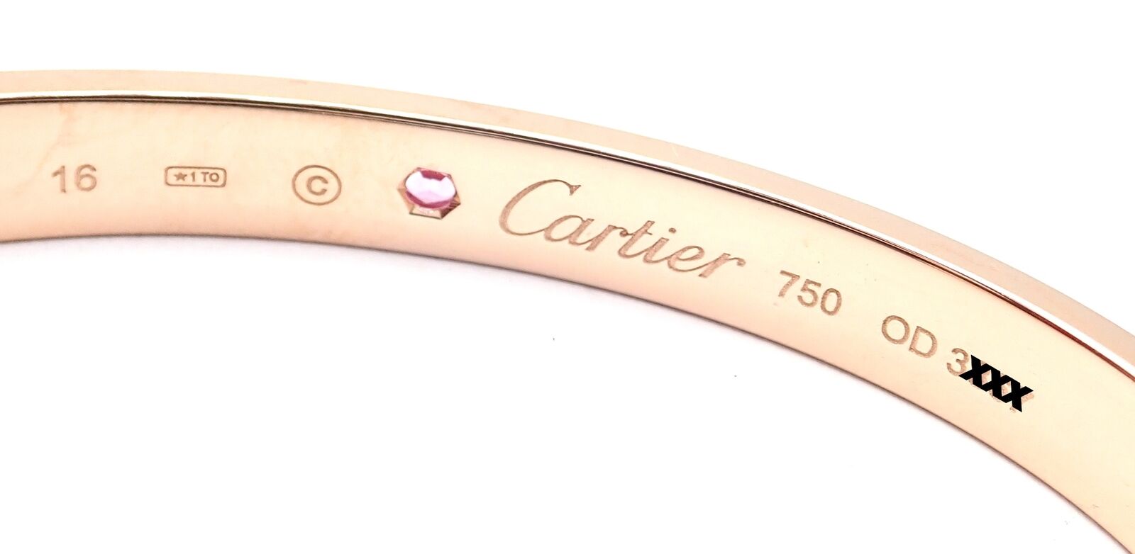 Authentic Cartier 18K Rose Gold Pink Sapphire Love Cuff Open Bracelet - Size 16 - Luxury Jewelry Gift for Women, Perfect for Anniversaries, Valentine's Day & Special Occasions