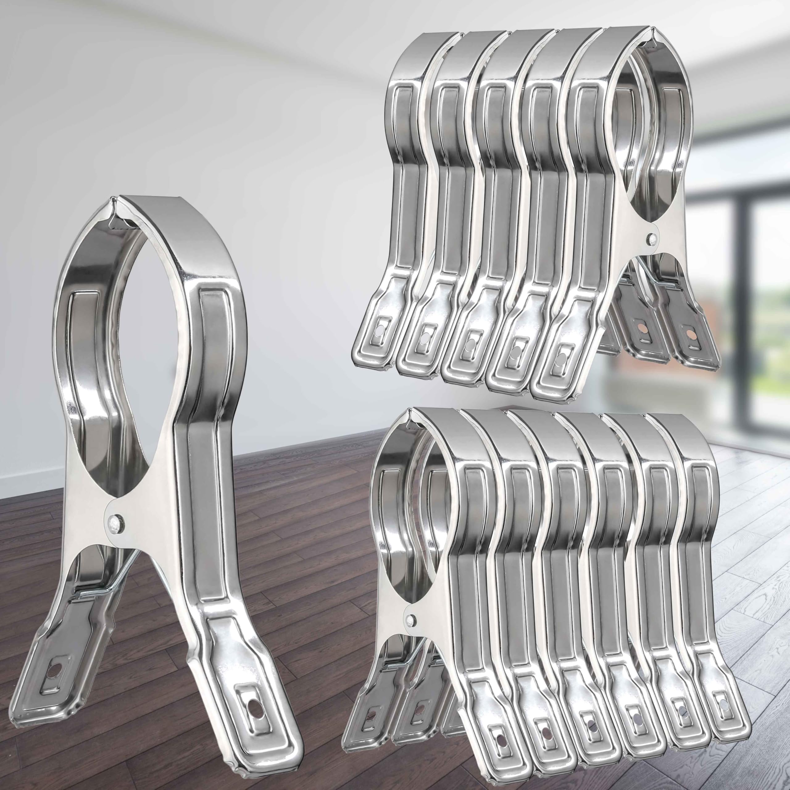 WEBI 12-Pack 5.5 Inch Heavy Duty Pool Cover Clips & Beach Towel Clamps - Secure Chairs, Blankets & Quilts for Poolside, Beach, Cruise & Boat Use