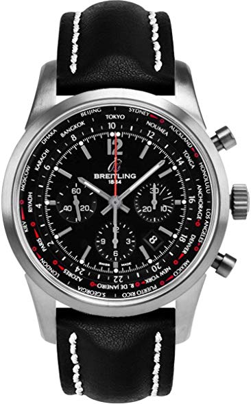 Breitling Transocean Chronograph Unitime Men's Luxury Watch - Stainless Steel Case, World Time Function - Perfect for Business Travel & Formal Occasions