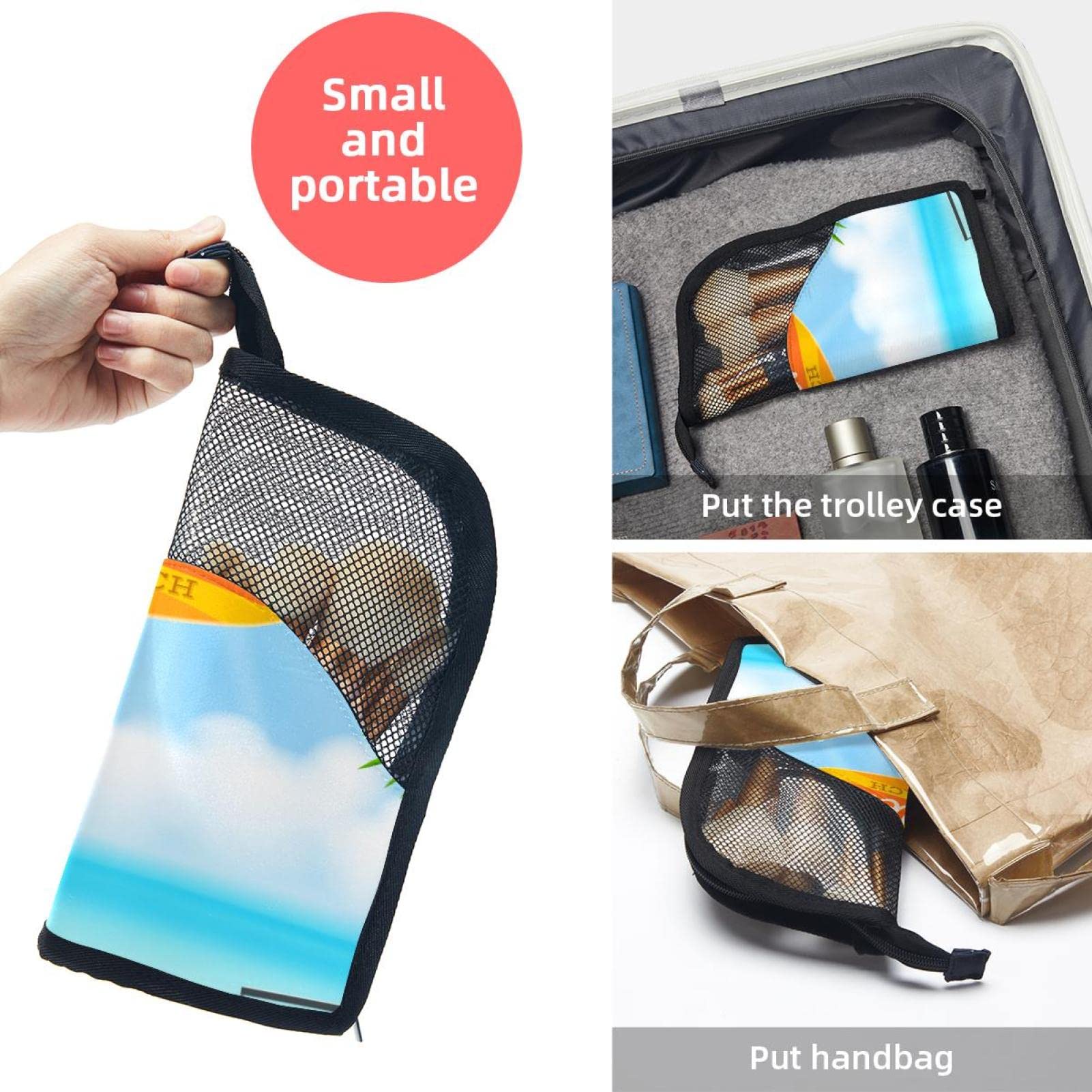 12-Piece Makeup Brush Organizer Bag - Portable Waterproof Cosmetic Brush Holder Case with Tropical Sea Design, Perfect for Travel, Beach Trips & Daily Makeup Storage