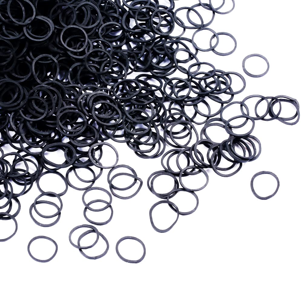 BEBEEPOO 100pcs Black Elastic Hair Bands - Soft Mini Hair Rubber Bands with Storage Box, Reusable Hair Ties for Women & Girls - Perfect for Braiding, Ponytails & Hairstyling (100 Count, Black)