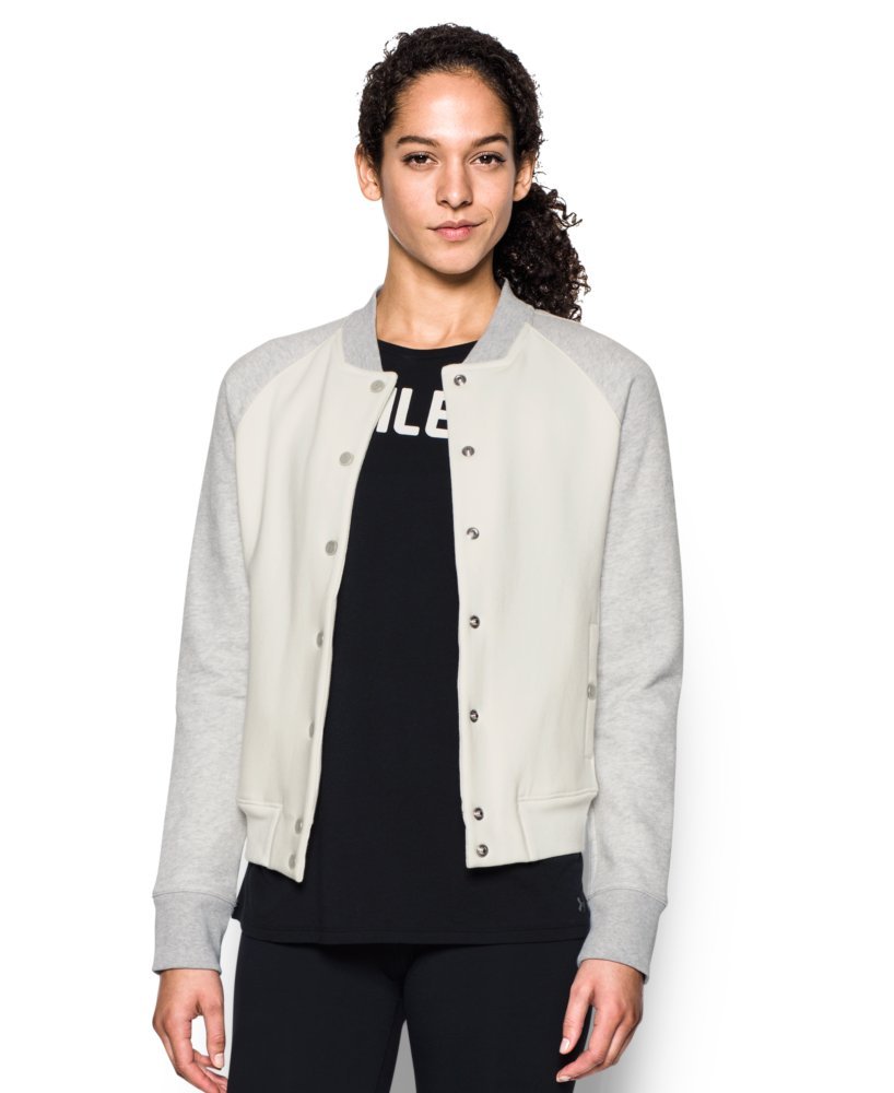 Under Armour Women's Varsity Fleece Bomber Jacket - Warm Softshell Outerwear for Running, Hiking & Casual Wear
