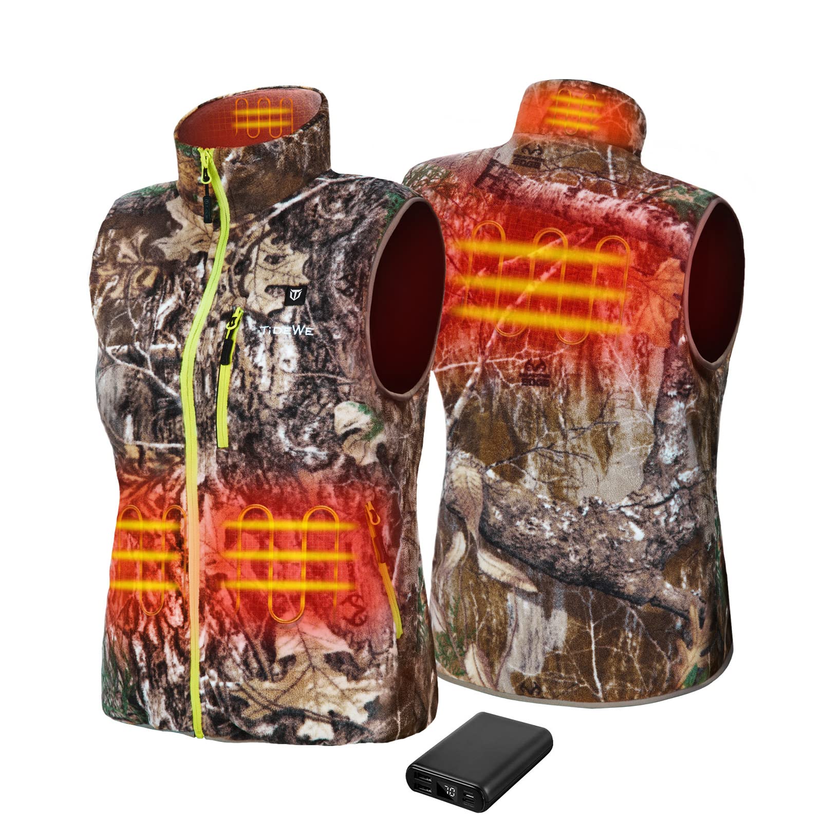 TIDEWE Women's Lightweight Heated Vest with Rechargeable Battery Pack - Winter Warm Jacket for Outdoor Activities Hunting Hiking Camping Skiing