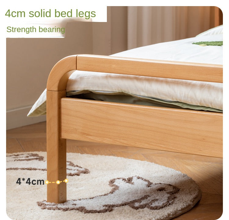 Solid Beech Wood Space-Saving Bunk Bed with Guardrails - Sturdy Twin Over Twin Loft Bed for Kids & Teens - Perfect for Small Bedrooms, Guest Rooms & Dormitories