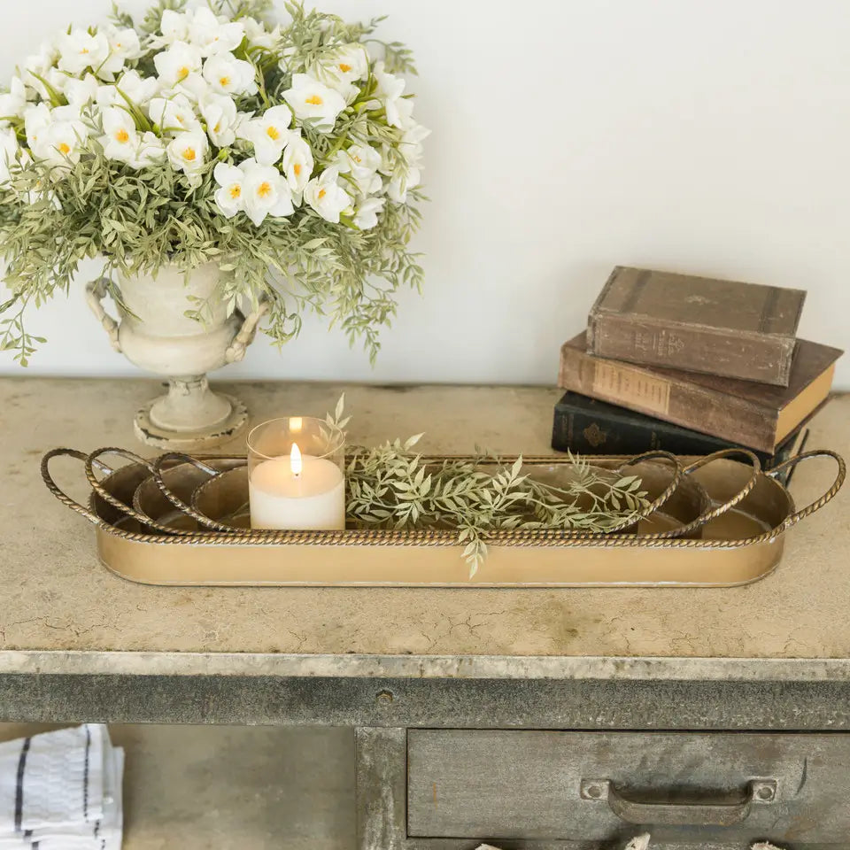 Luxury Gold Rope Trim Tray Set - Elegant Serving Tray for Jewelry Display, Home Decor & Party Serving - Perfect for Dining, Vanity Organization & Gift Giving