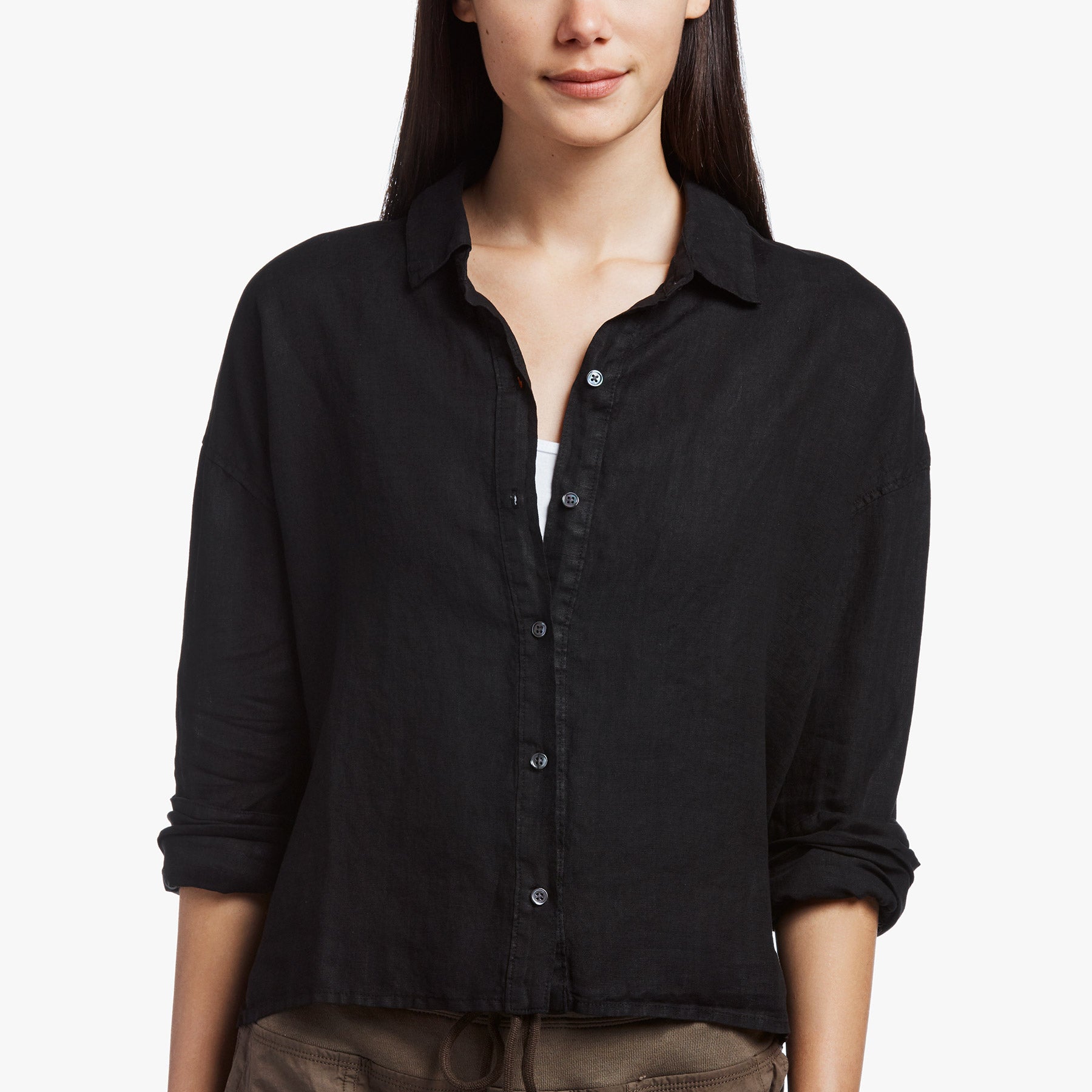 Stylish Black Canvas Linen Boxy Shirt for Women | Casual & Office Wear | Comfortable Loose Fit Shirt for Everyday Fashion