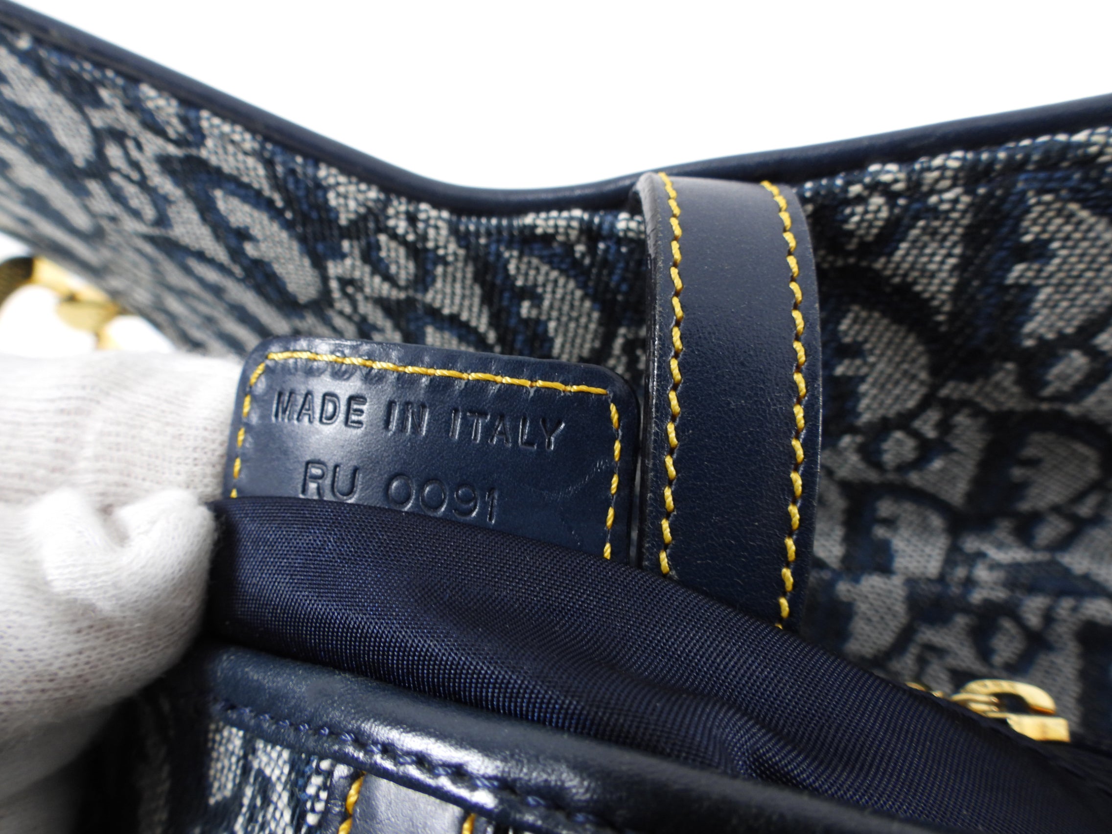 Vintage Christian Dior Saddle Bag in Blue Oblique with Gold Hardware - Perfect for Everyday Use, Parties & Fashion Events