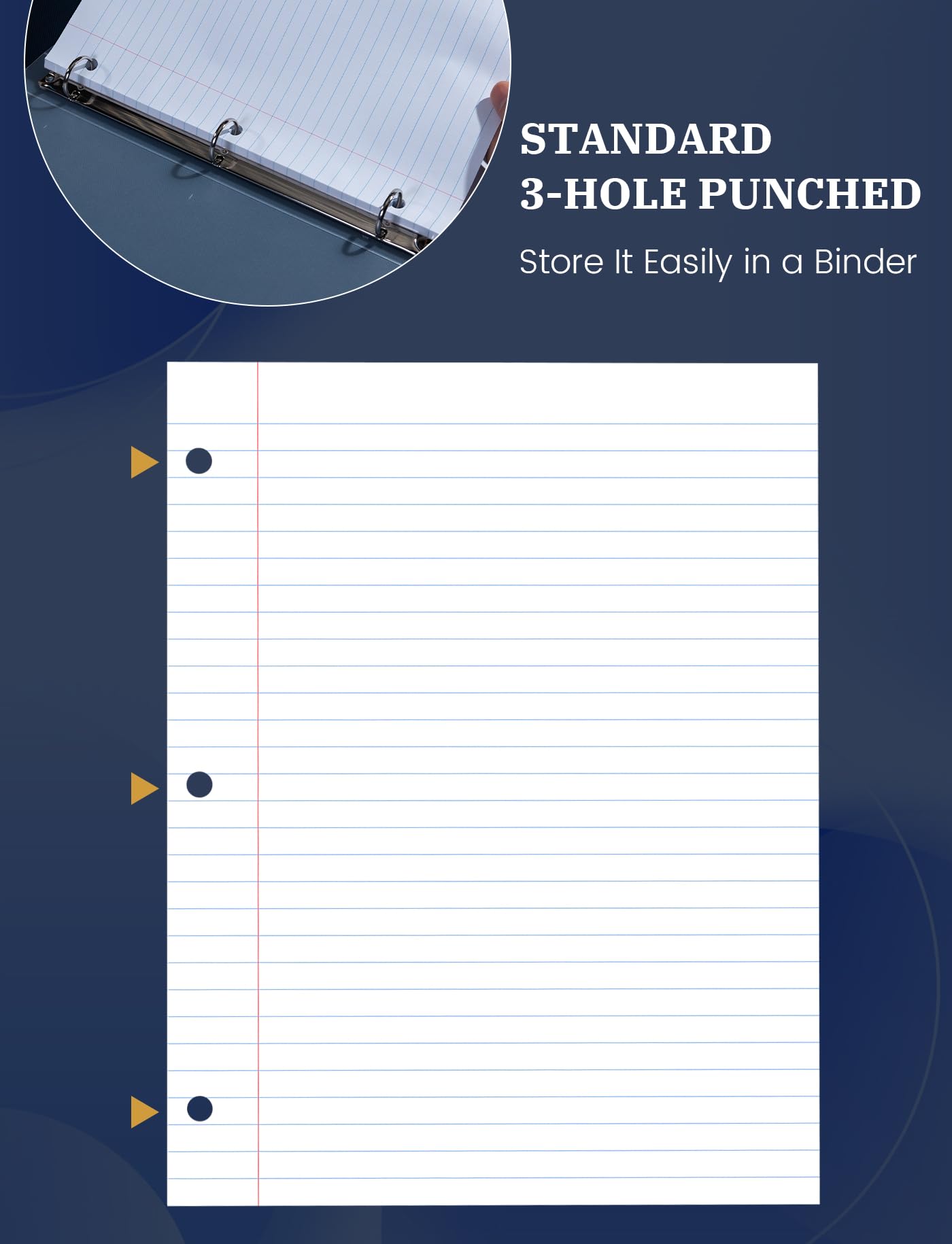 Premium 8.5 x 11 Loose Leaf Paper - 200 Sheets Wide Ruled 3-Hole Punched Binder Paper, 2-Pack (100 Sheets/Pad) for School, Office & Home Organization - Perfect for Notebooks, Binders & Study Notes