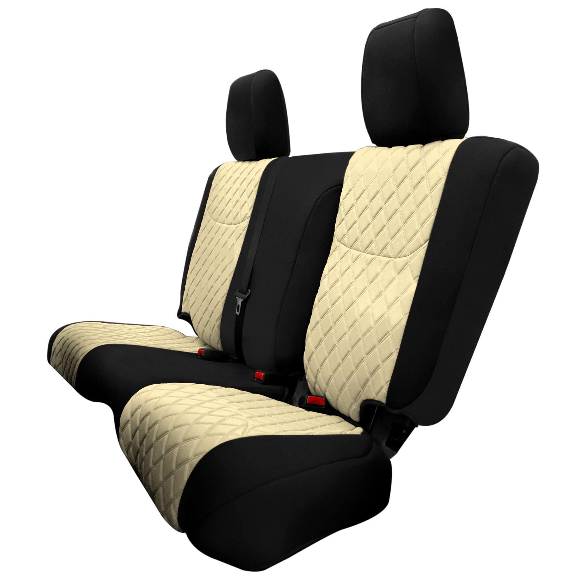 FH Group Custom Fit Neoprene Seat Covers for 2007-2017 Jeep Wrangler JK 4 Door - Water Resistant 2nd Row Rear Set in Beige | Perfect for Off-Road Adventures & Daily Commutes