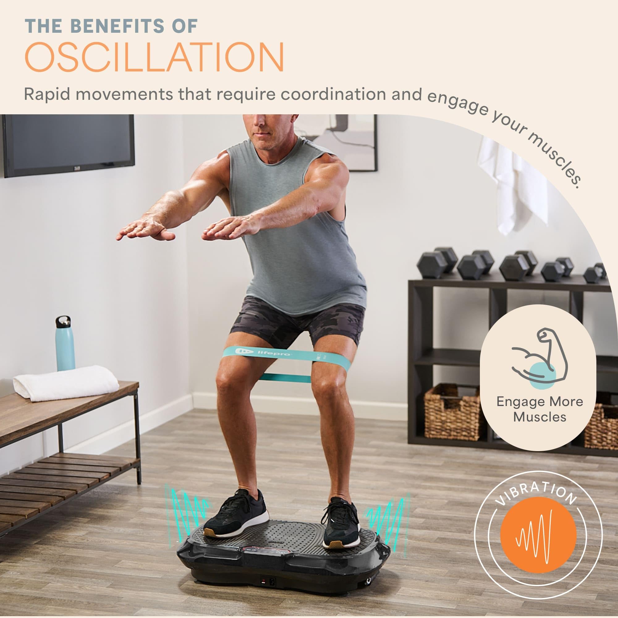 Lifepro Waver Vibration Plate Exercise Machine - High-Intensity Whole Body Vibration Platform for Muscle Activation, Strength Training & Fat Burning | Includes Resistance Bands | Perfect for Home Gym, Weight Loss & Recovery Workouts
