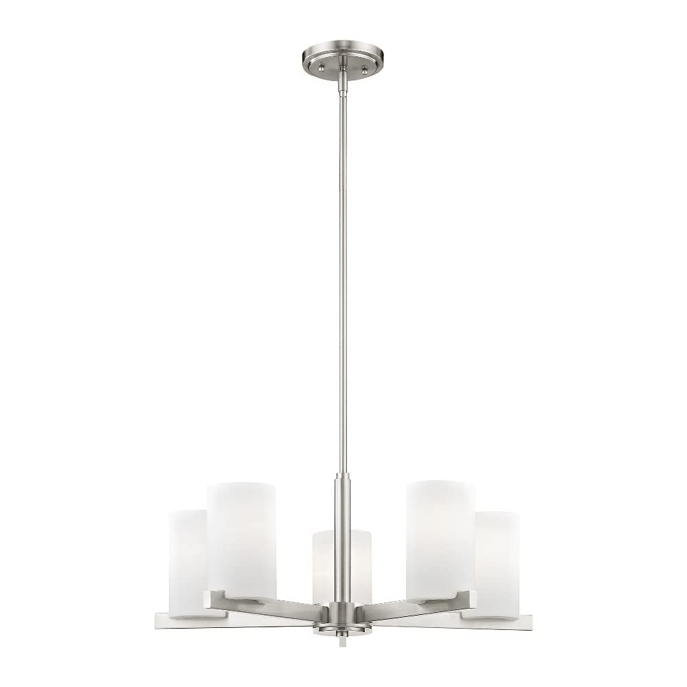 Livex Lighting 1325-91 Astoria 5-Light Chandelier in Brushed Nickel Finish - Elegant Ceiling Light Fixture for Dining Room, Living Room & Bedroom Decor