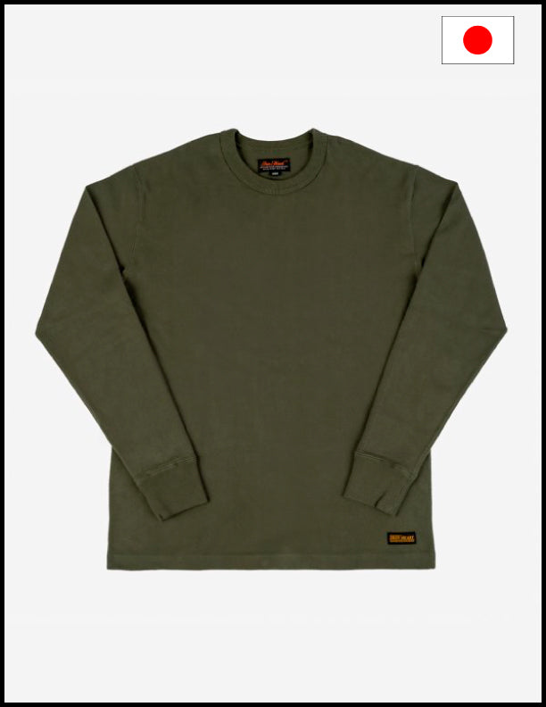 Iron Heart IHTL 1501 11oz Heavyweight Cotton Knit Long Sleeve Crewneck Sweater - Olive Green Men's Pullover | Casual Wear, Fall Winter Fashion, Streetwear Outfit