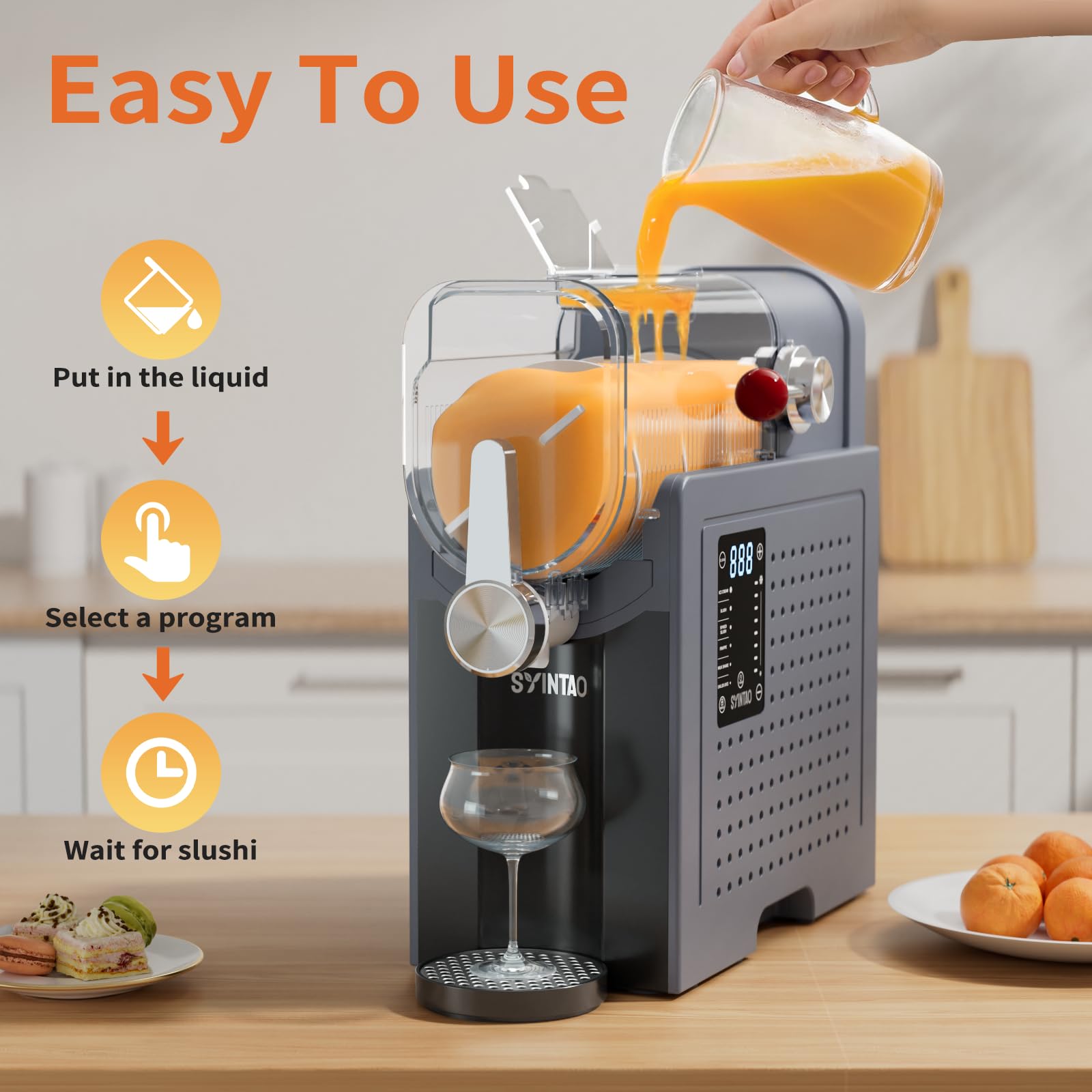 Commercial Slushie Machine for Home & Business - 88oz Frozen Drink Maker with 6 Preset Programs - Perfect for Slushies, Margaritas, Smoothies, Frappés & Milkshakes - Auto-Cleaning Soft Serve Ice Cream Machine - Ideal for Parties, Cafes & Summer Refreshments