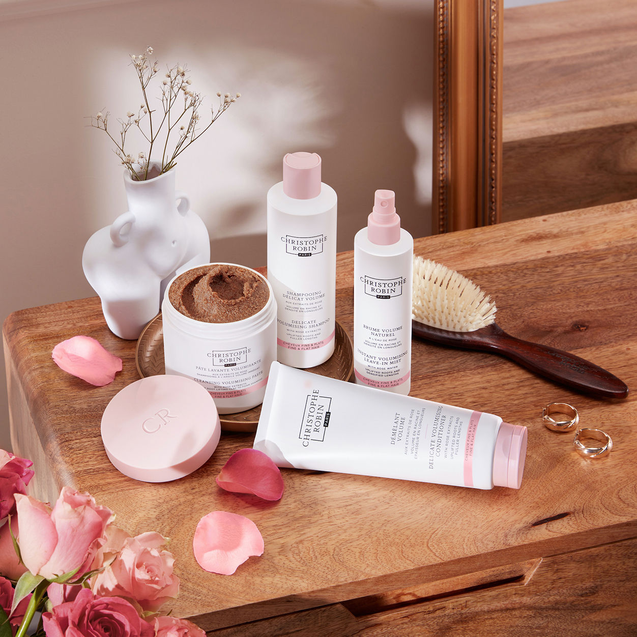 Instant Volumizing Leave-In Hair Mist with Rose Water - Hydrating & Frizz Control for Curly, Wavy & Straight Hair - Perfect for Daily Styling & Heat Protection