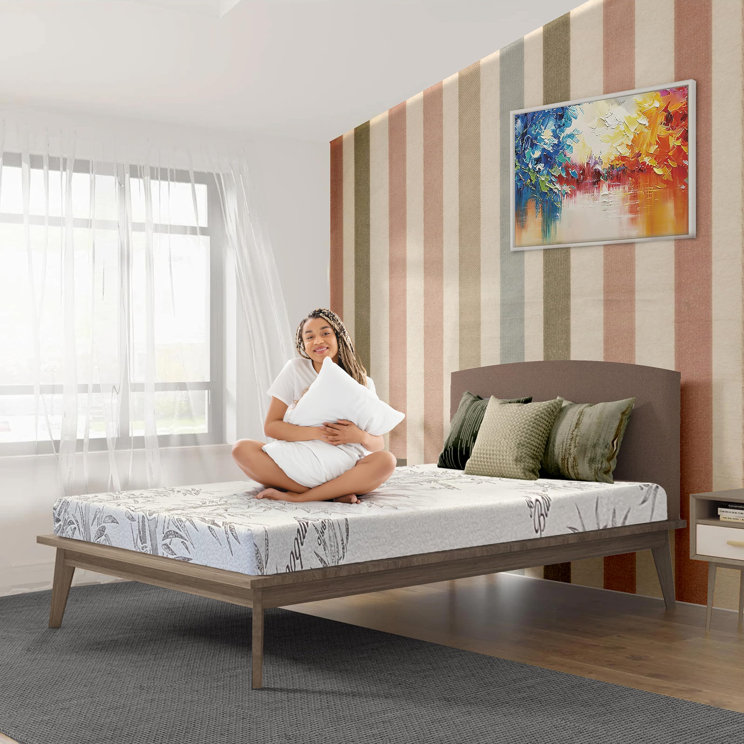 Econo Plus 6-Inch Euro-Top Quilted Foam Mattress King Size - Premium Comfort for Bedroom, Guest Room & RV - Pressure Relief & Support for Back Sleepers