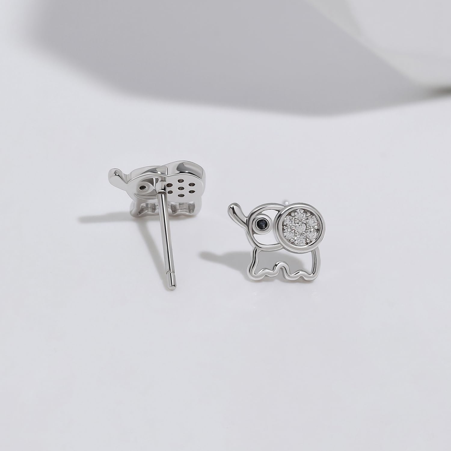 Meissa Sterling Silver Elephant Stud Earrings for Girls - Cute Animal Jewelry, Rose Gold Plated Studs, Novelty Earrings Gift for Kids, Women | Perfect for Birthdays, Parties & Everyday Wear