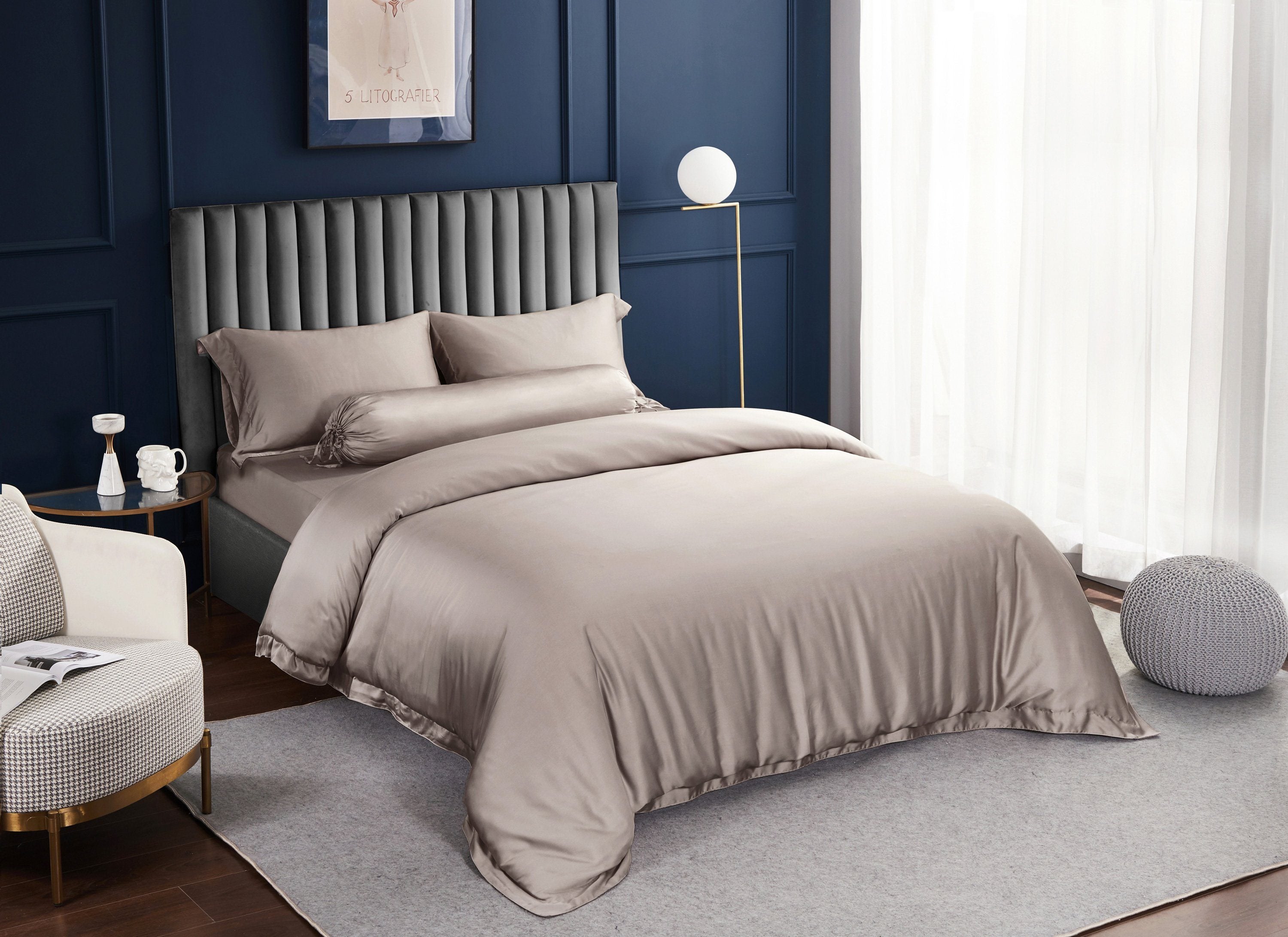 Premium TENCEL™ LF Schooner Bronze Fitted Sheet Set - Queen Size, Hypoallergenic & Breathable Bedding for Luxurious Sleep - Perfect for Master Bedrooms, Guest Rooms & Hotels