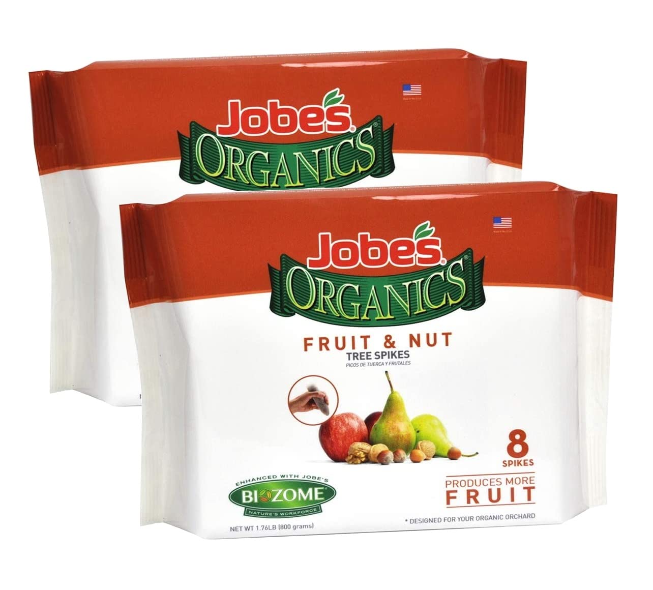 Jobe's 01213 Organic Fruit & Nut Tree Fertilizer Spikes - 12 Pack | Slow-Release Plant Food for Apple, Citrus, Peach & Nut Trees | Garden & Orchard Nutrient Boost