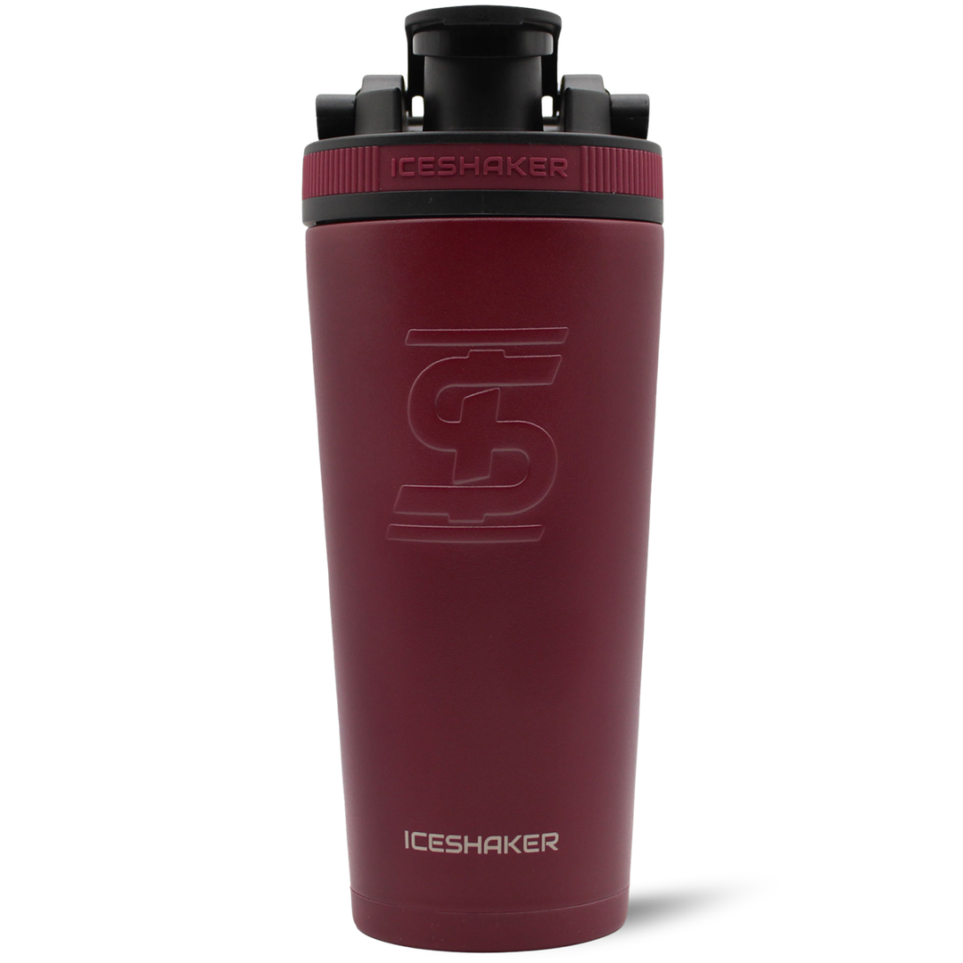 26oz Custom Insulated Stainless Steel Ice Shaker Bottle - Maroon - Perfect for Gym, Workouts & Outdoor Activities