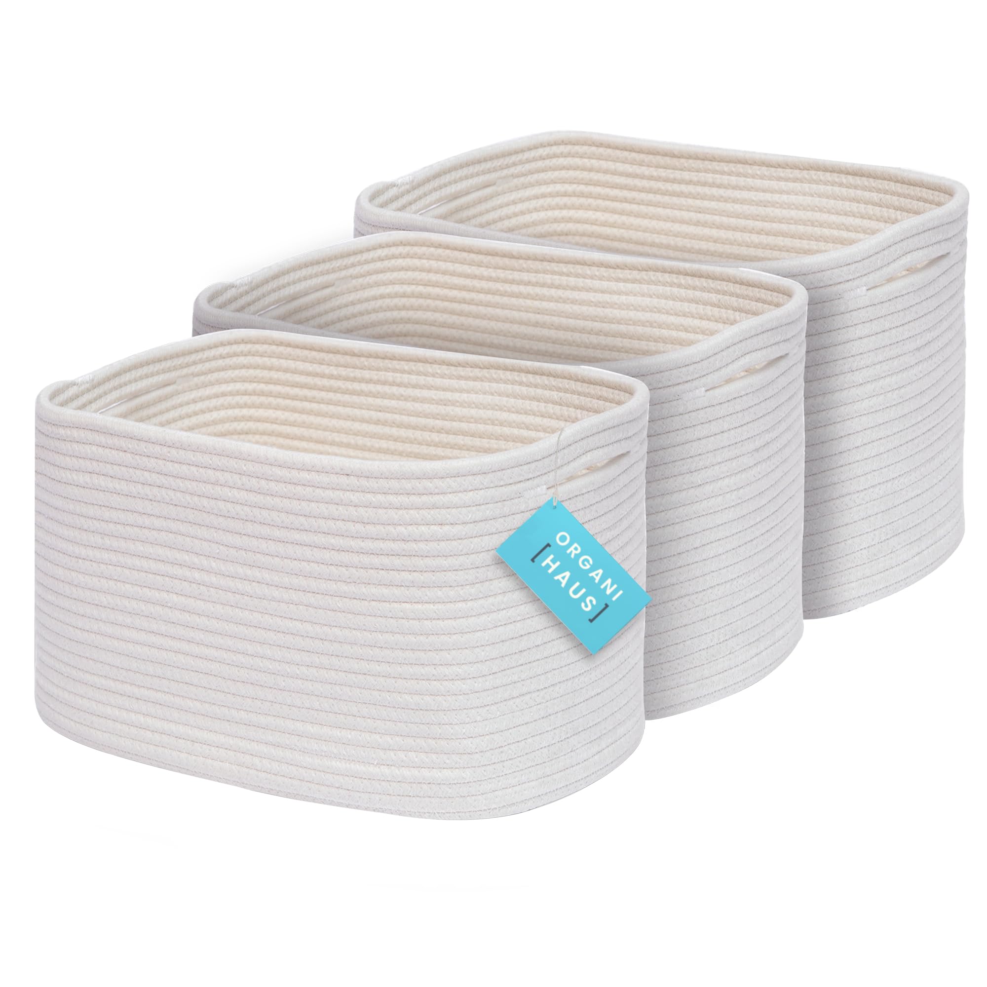 OrganiHaus 3-Piece Storage Basket Set for Closet Organization & Large Toy Storage Basket - White | Perfect for Bedroom, Nursery & Playroom Organization