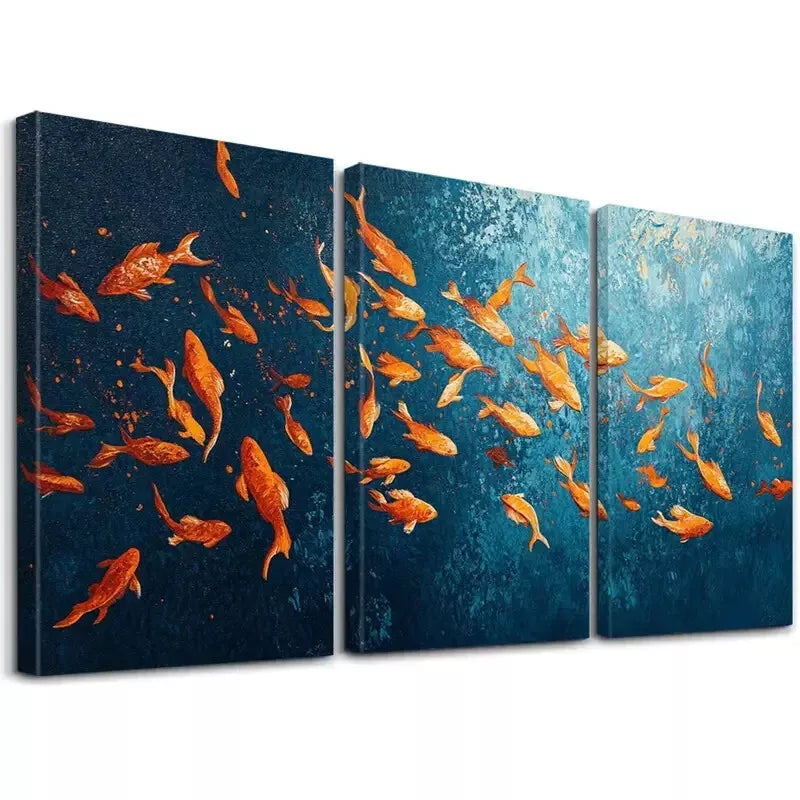 3pcs Underwater Fish Aesthetic Canvas Wall Art Set - Framed 50x70cm High Quality Print - 100% Australian Made - Ready to Hang - Perfect for Living Room, Bedroom & Office Decor