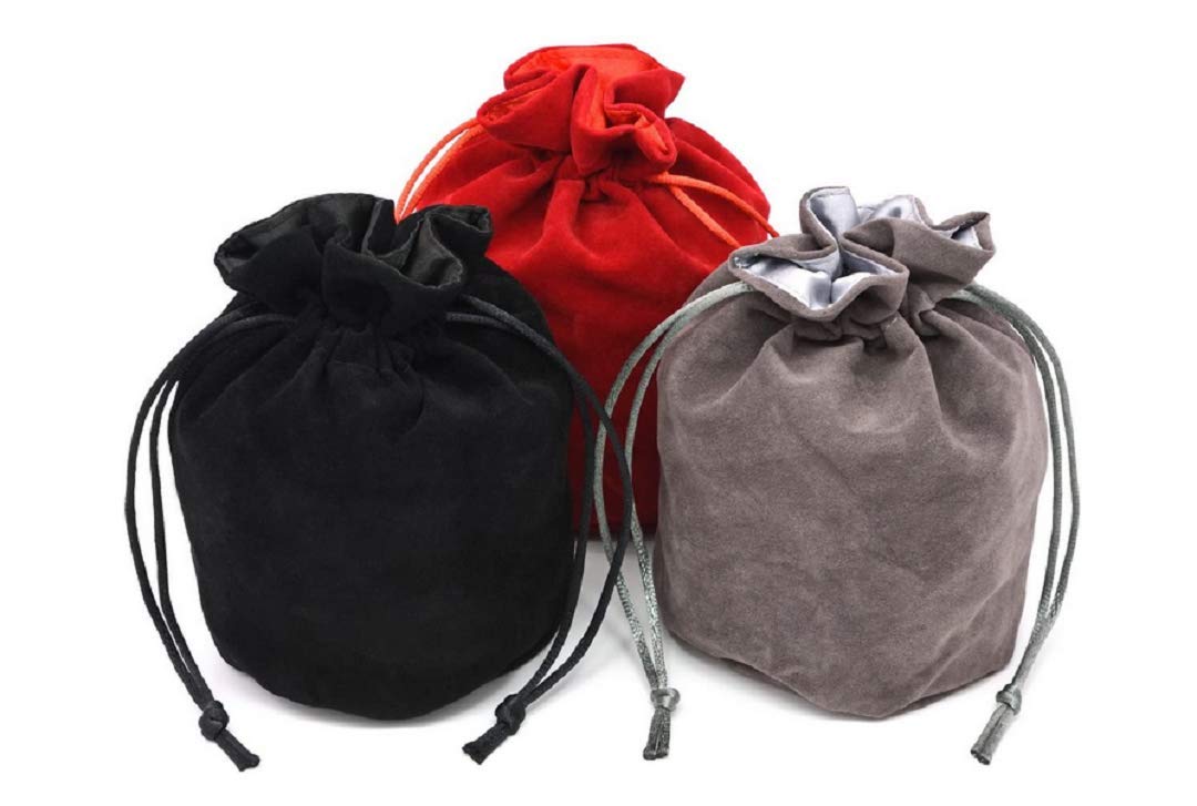 Premium Velvet Drawstring Dice Bag for Chess Pieces, Cosplay & Jewelry - Small Pouch for Board Games, RPG Dice, Coins & Accessories (3-Pack, Black) - Perfect for D&D, Magic The Gathering & Travel Storage