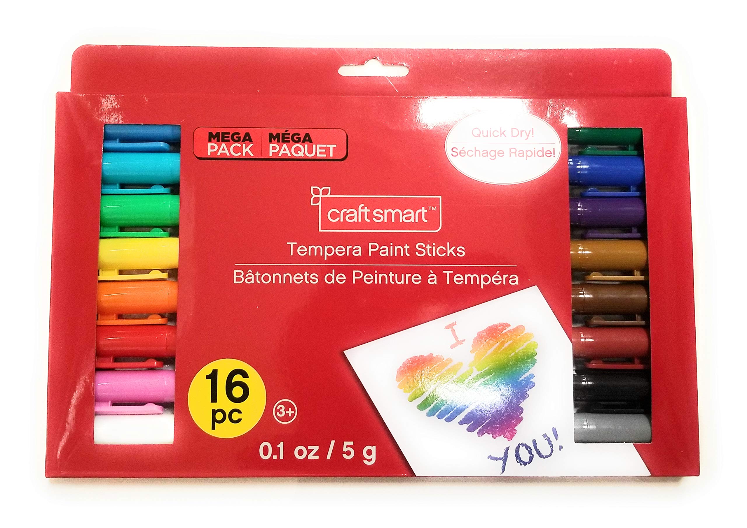Craftsmart Tempera Paint Sticks Mega Pack - 16 Vibrant Colors for Kids Art Projects, Classroom Activities & DIY Crafts - Non-Toxic Washable Paint Markers for Canvas, Paper & Wood