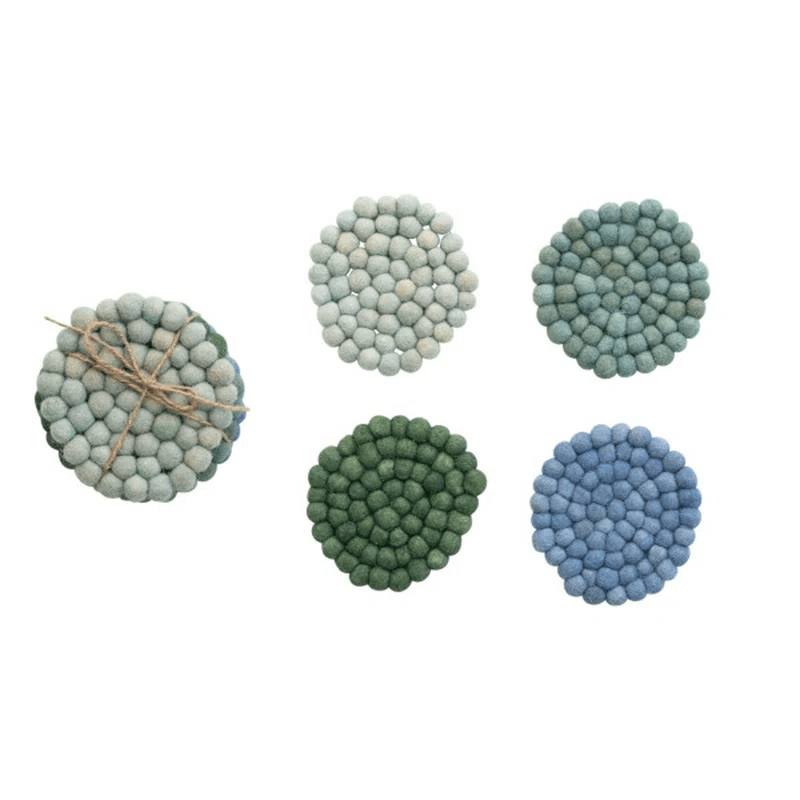 Premium Wool Felt Coasters Set of 4 - Non-Slip Absorbent Drink Coasters for Coffee, Wine & Beverages - Perfect for Home, Office & Restaurant Use