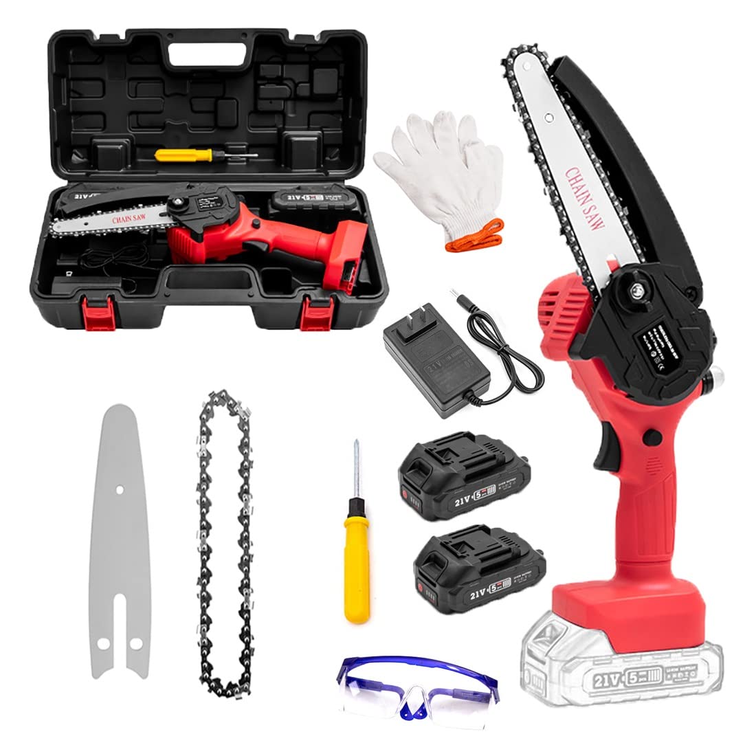 6 Inch Cordless Mini Chainsaw with Battery & Charger - Portable Electric Chain Saw for Gardening, Wood Cutting, Tree Pruning & Outdoor Camping - Lightweight & Powerful Handheld Chainsaw for DIY Projects & Yard Work