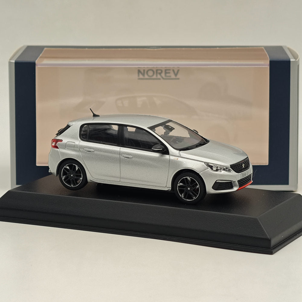 1/43 Scale Norev Peugeot 308 GTi Sport Version Silver Diecast Model Car - Collectible French Sports Car for Display, Gifts & Racing Enthusiasts