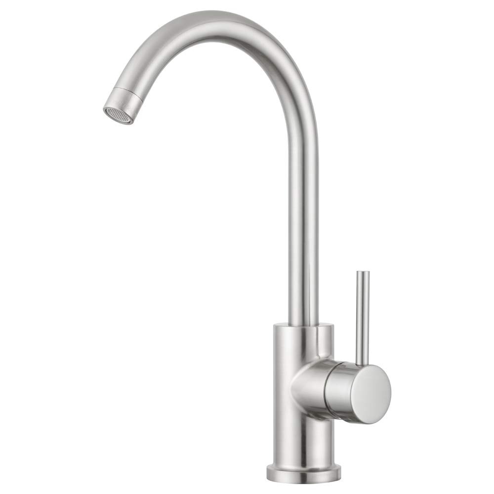 Dura Faucet RV Streamline 14.5-inch Single-Handle Kitchen Sink Faucet with Optional Deck Plate in Brushed Satin Nickel - Perfect for RVs, Campers, and Tiny Homes
