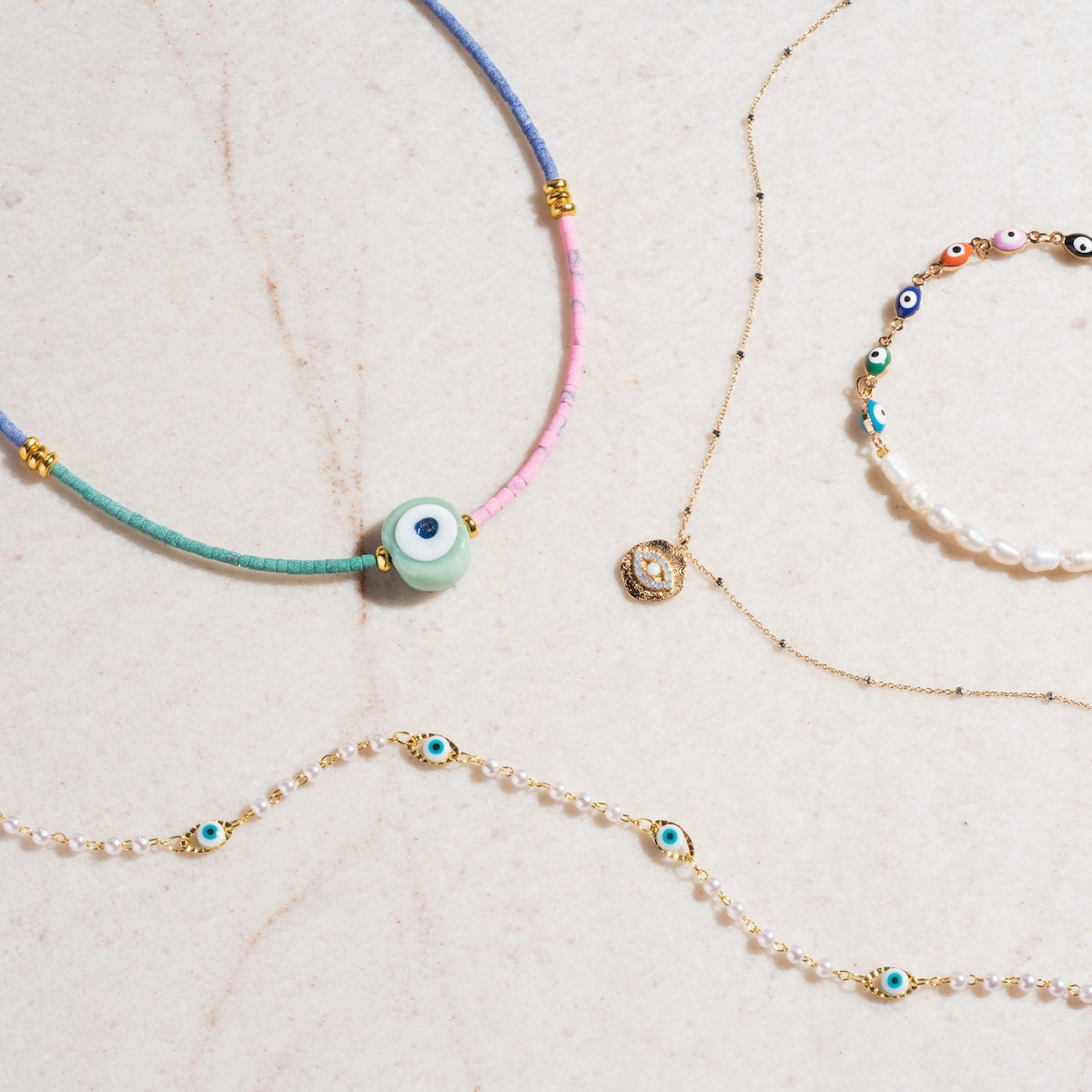 Evil Eye Pearl Bracelet for Women - Protection Jewelry with Blue Beads & Silver Chain - Perfect for Gifts, Meditation & Positive Energy