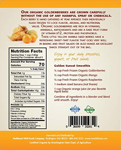 Organic Goldenberries - Fresh Frozen Antioxidant Superfruit by Northwest Wild Foods - 9 lbs for Smoothies, Pies, Jams & Healthy Snacks - Perfect for Vegan Diet & Gluten-Free Recipes